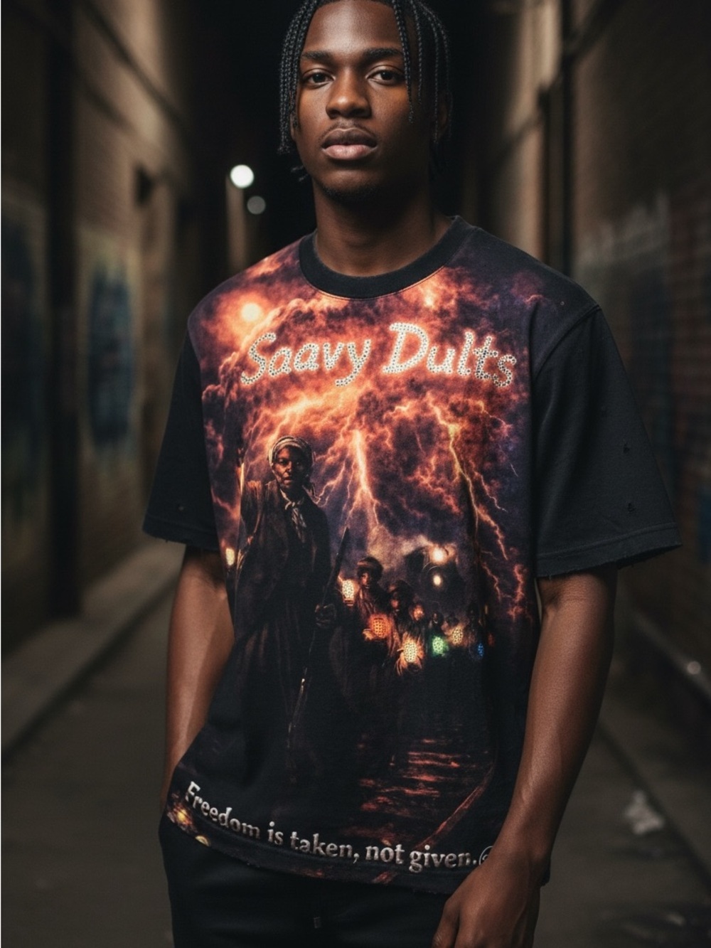 Harriet Tubman Sz Various Savy Dults rhymestone tee